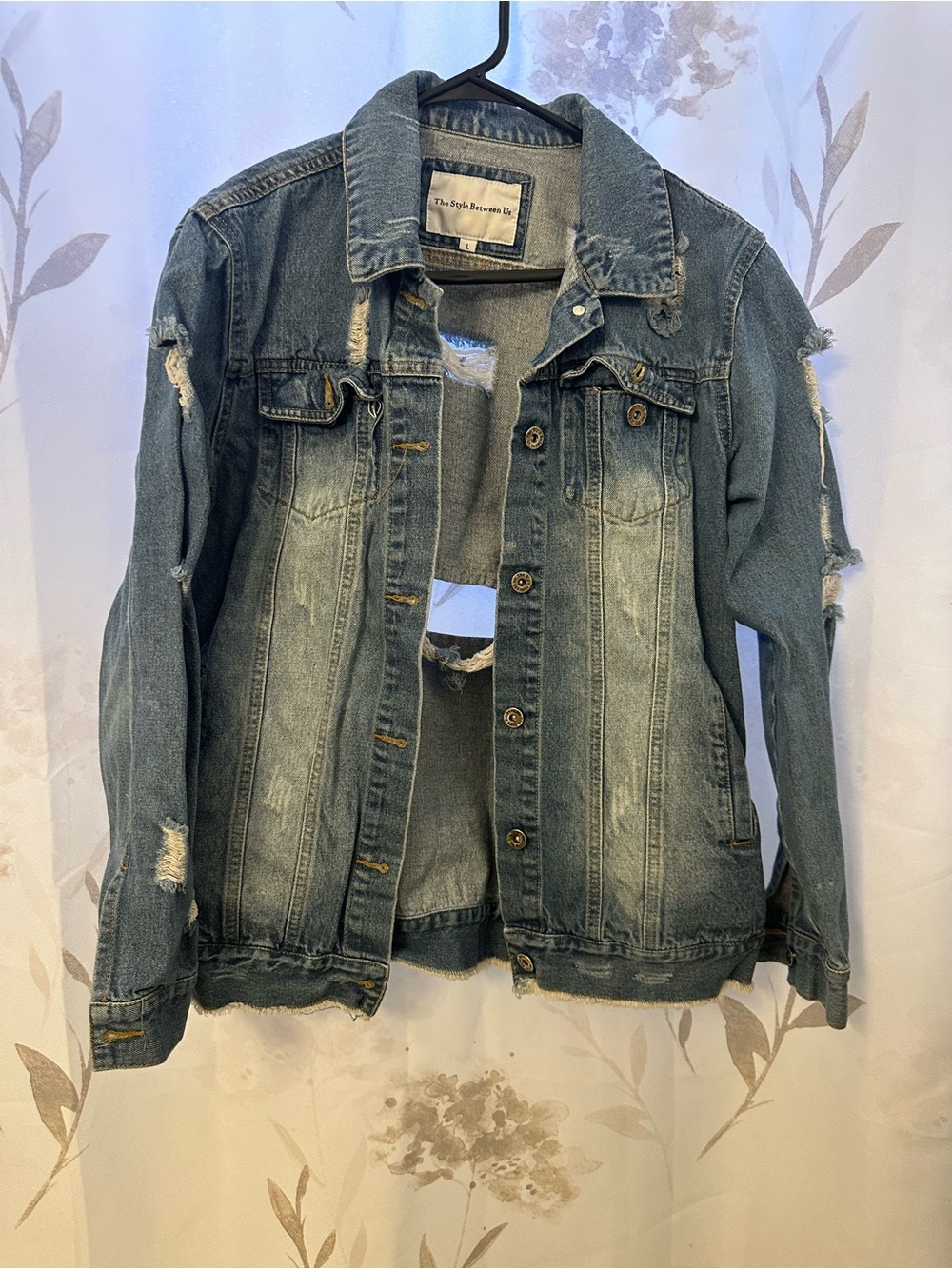 The Style Between Us Denim Jean Jacket - Distressed Blue